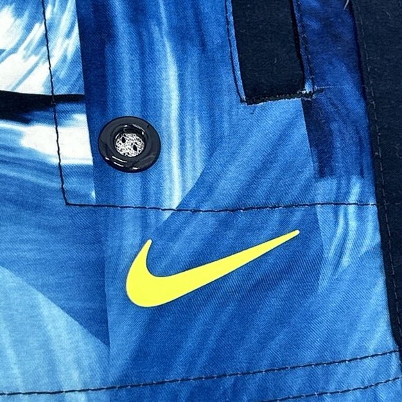 Nike Swimming Trunks Shorts Men's Swim XXL Blue Geometric Mesh‎ Lined - Picture 2 of 12